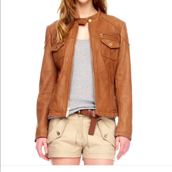 Michael Kors • Go Anywhere Soft Brown Leather Jacket - Picture 1 of 16